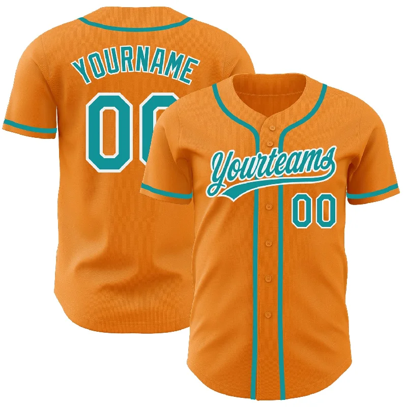 Baseball Jersey For Game Day Orders-Custom Bay Orange Teal-White Authentic Baseball Jersey