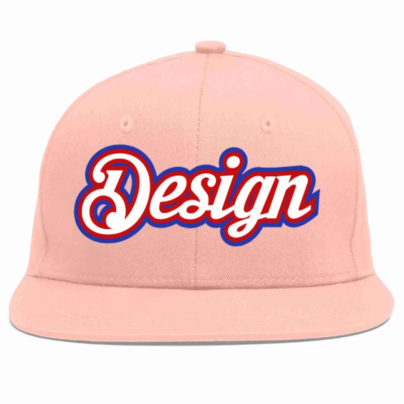 Baseball Cap For Custom Orders-Custom Pink White-Red Flat Eaves Sport Baseball Cap Design for Men/Women/Youth