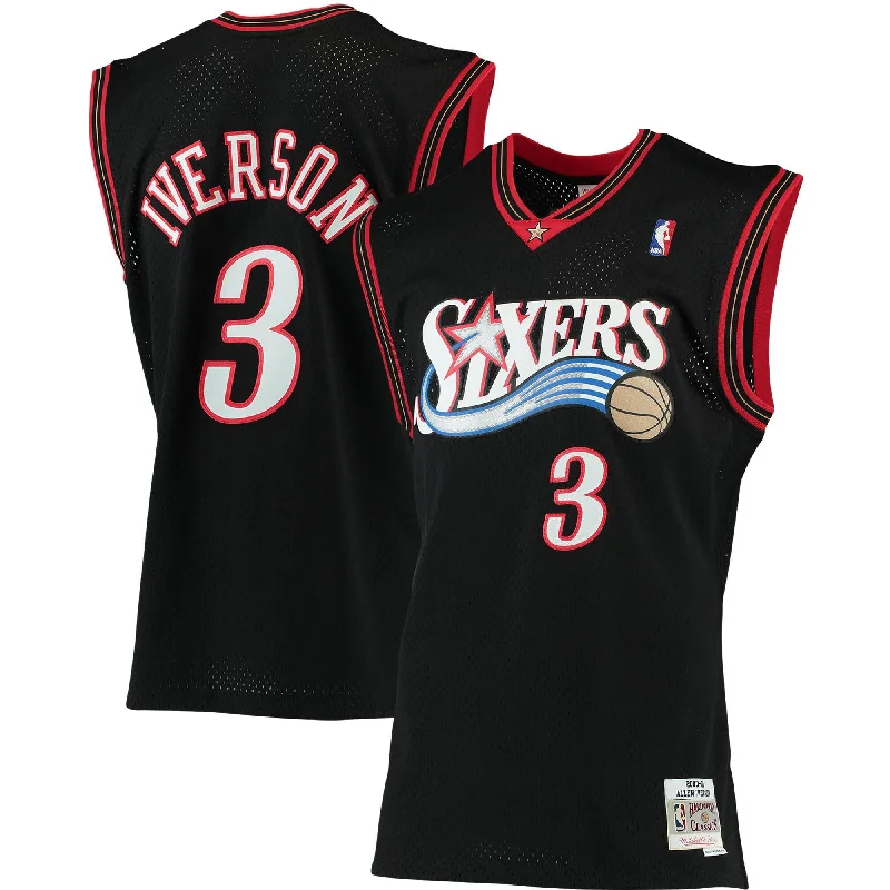 Basketball Jersey With Custom Fan Designs-Allen Iverson Philadelphia 76ers 2000/01 Big & Tall Hardwood Classics Swingman Basketball Jersey - Black