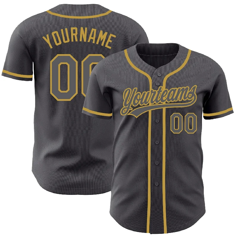 Baseball Jersey For Personalized Fan Apparel-Custom Steel Gray Old Gold Authentic Baseball Jersey