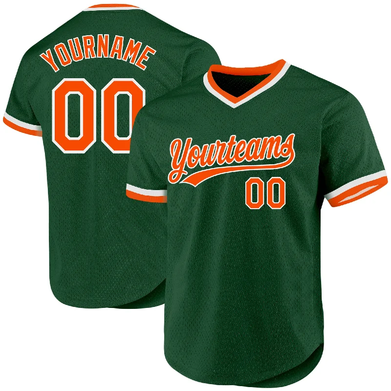 Baseball Jersey For Sports Apparel-Custom Green Orange-White Authentic Throwback Baseball Jersey