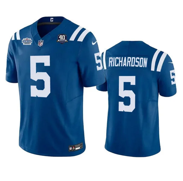 Football Jersey For Event Apparel Customization-Men's Indianapolis Colts #5 Anthony Richardson Royal 2023 F.U.S.E. Prem1ere Patch 40th Anniversary Vapor Untouchable Limited Football Stitched Jersey