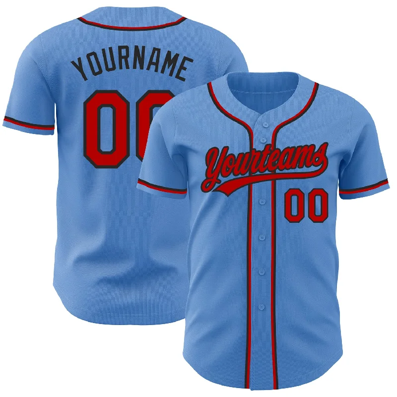 Baseball Jersey For High School Teams-Custom Powder Blue Red-Black Authentic Baseball Jersey