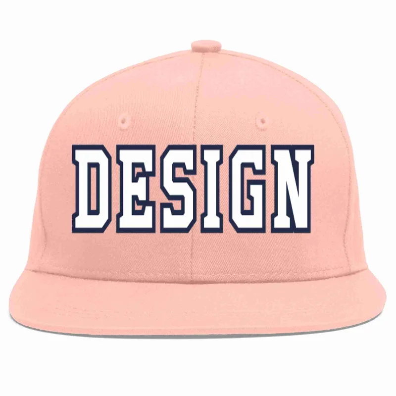 Baseball Cap For Softball And Baseball Teams-Custom Pink White-Navy Flat Eaves Sport Baseball Cap Design for Men/Women/Youth