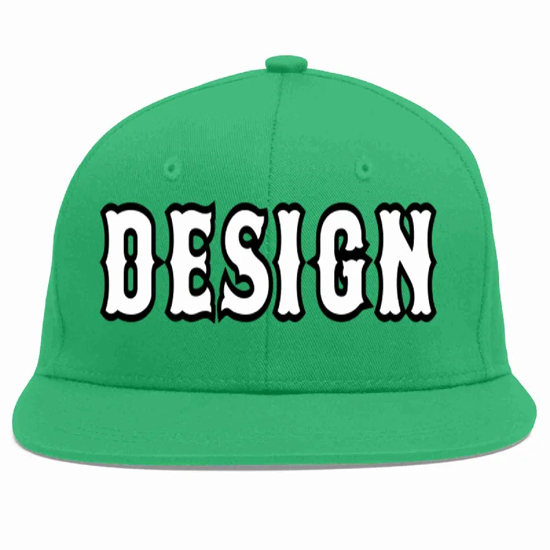 Baseball Cap For High-Quality Customization-Custom Teal White-Black Flat Eaves Sport Baseball Cap