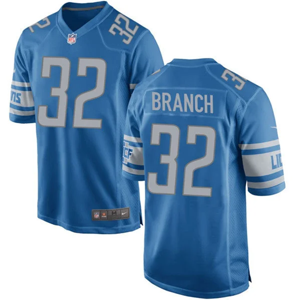 Football Jersey For Exclusive Custom Fan Gear-Men's Detroit Lions #32 Brian Branch Blue Football Stitched Game Jersey