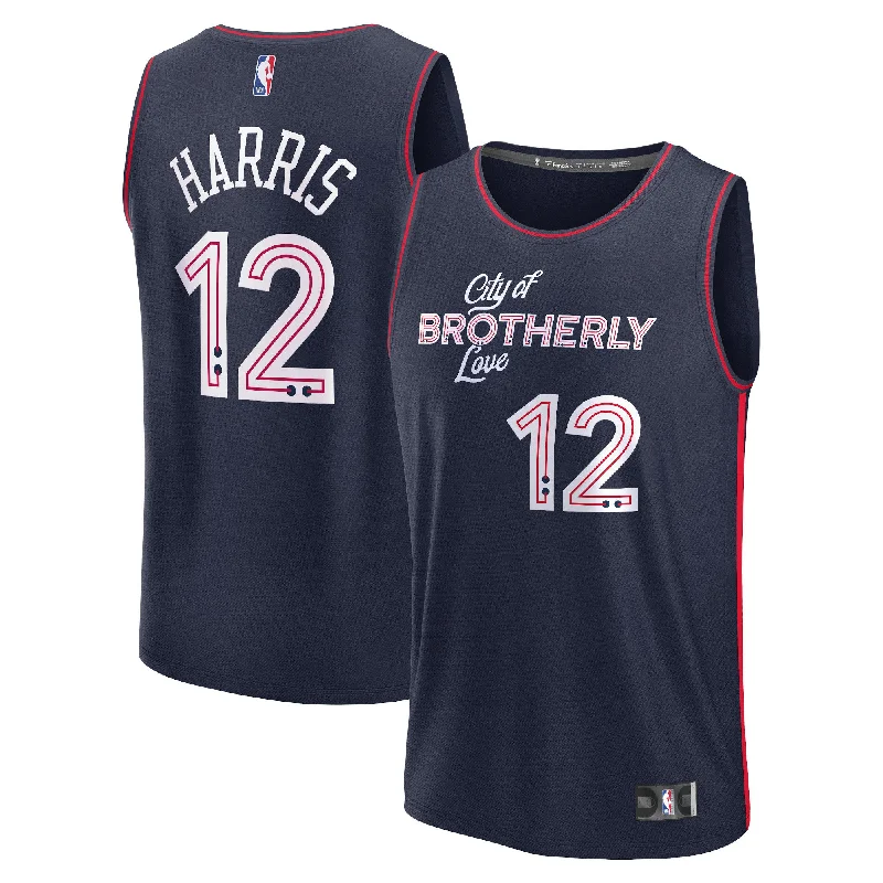 Basketball Jersey For Game Day Supporter Gear-Tobias Harris Philadelphia 76ers Branded Fast Break Basketball Jersey - Navy - City Edition