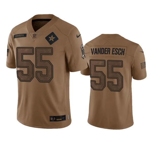 Football Jersey For Football Game Day-Men's Dallas Cowboys #55 Leighton Vander Esch 2023 Brown Salute To Service Limited Football Stitched Jersey