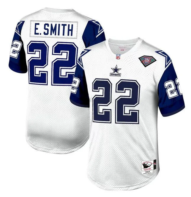 Football Jersey For College Merchandise Sales-Men's Dallas Cowboys #22 Emmitt Smith White 1996 Mitchell & Ness Throwback Football Stitched Jersey