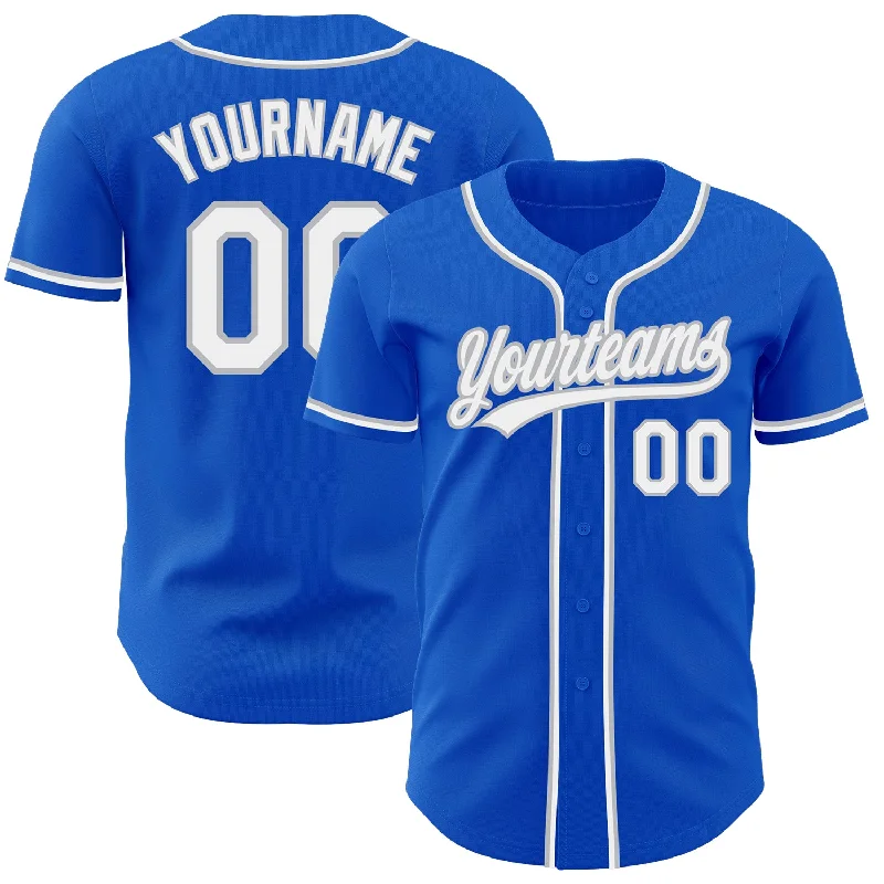 Baseball Jersey For College Customization-Custom Thunder Blue White-Gray Authentic Baseball Jersey