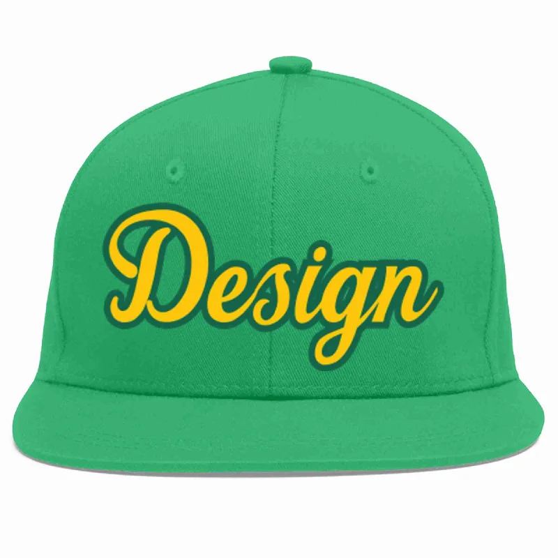 Baseball Cap For Special Edition Orders-Custom Teal Gold-Kelly Green Flat Eaves Sport Baseball Cap