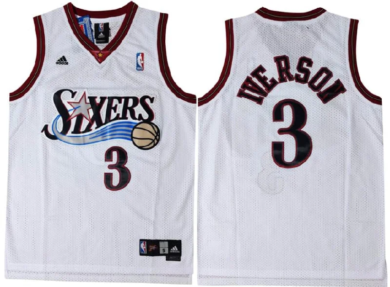 Basketball Jersey For Fundraiser Campaigns-76ers 3 Allen Iverson White Swingman Mesh Basketball Jersey