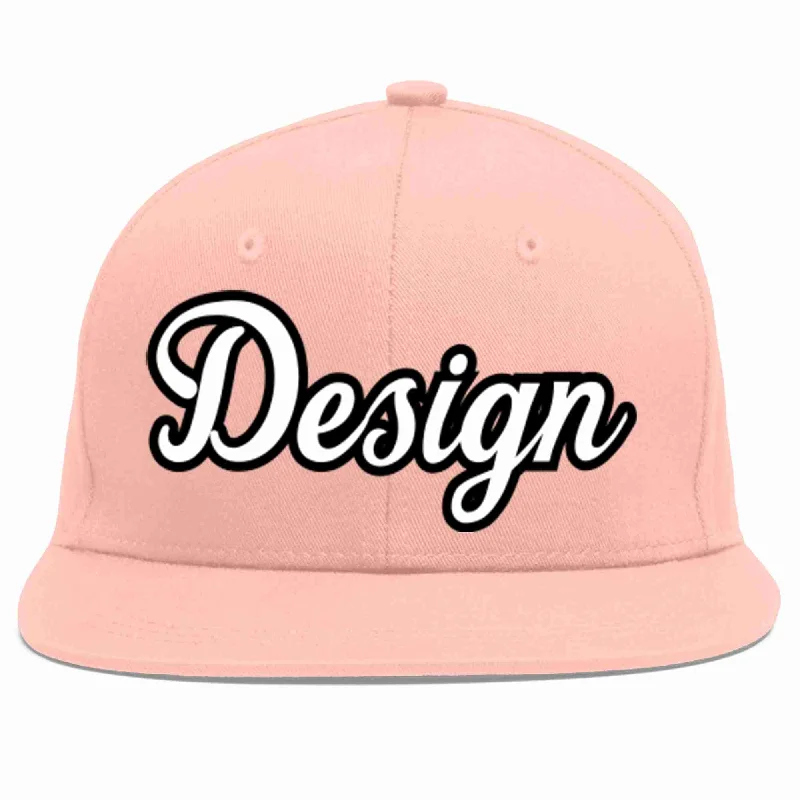 Baseball Cap With Custom Name-Custom Pink White-Black Flat Eaves Sport Baseball Cap Design for Men/Women/Youth