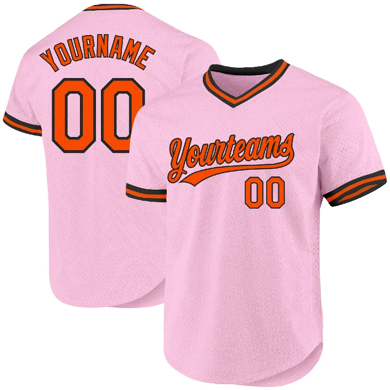 Baseball Jersey For High School Teams-Custom Light Pink Orange-Black Authentic Throwback Baseball Jersey