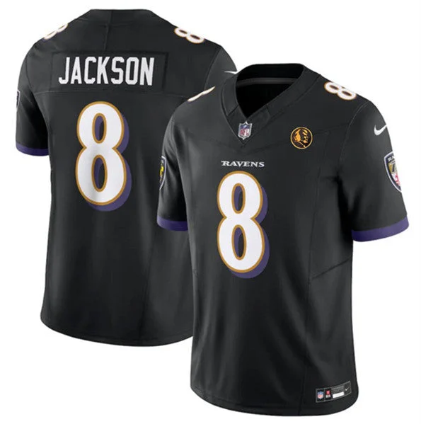 Football Jersey For Custom Promotional Orders-Men's Baltimore Ravens #8 Lamar Jackson Black 2023 F.U.S.E. With John Madden Patch Vapor Limited Football Stitched Jersey