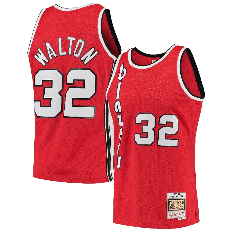 Basketball Jersey For Special Edition Team Orders-Bill Walton Portland Trail Blazers 1976/77 Hardwood Classics Swingman Basketball Jersey - Red