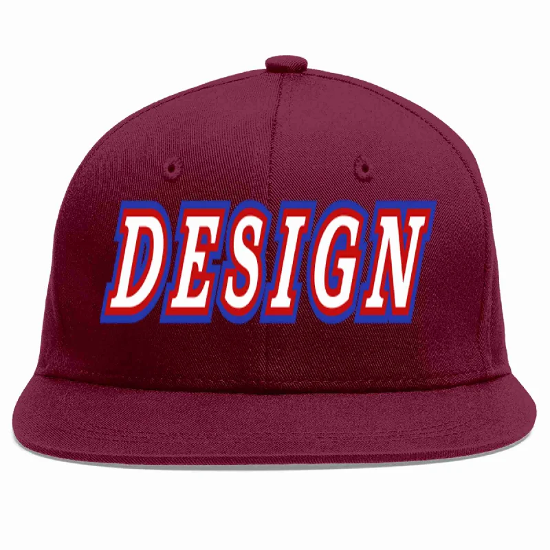 Baseball Cap For High-Quality Fan Gear-Custom Crimson White-Red Flat Eaves Sport Baseball Cap Design for Men/Women/Youth