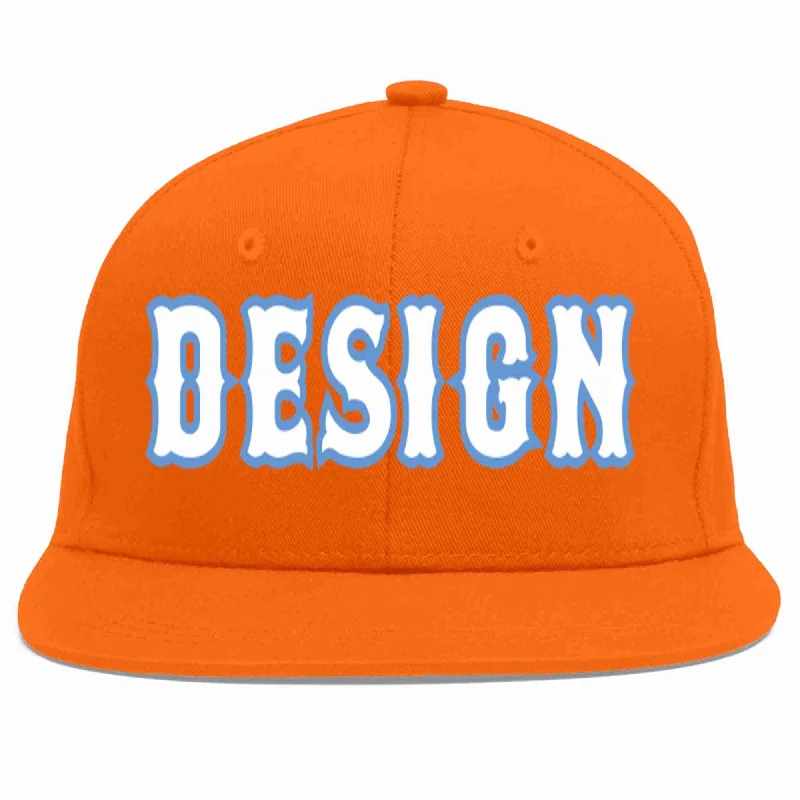 Baseball Cap For High-Quality Materials-Custom Orange White-Light Blue Flat Eaves Sport Baseball Cap Design for Men/Women/Youth