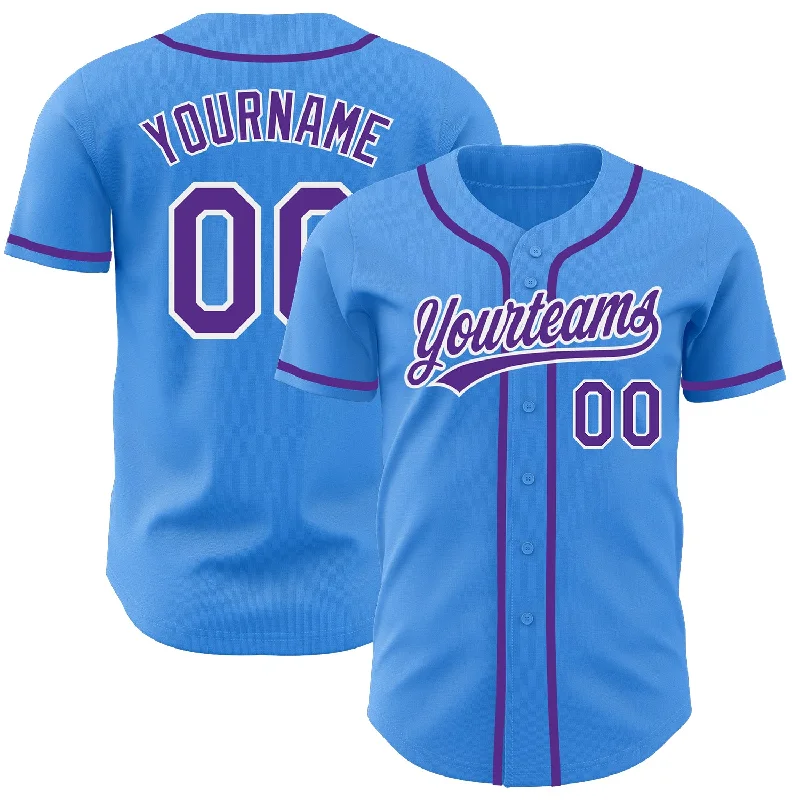 Baseball Jersey For Group Custom Fan Orders-Custom Electric Blue Purple-White Authentic Baseball Jersey