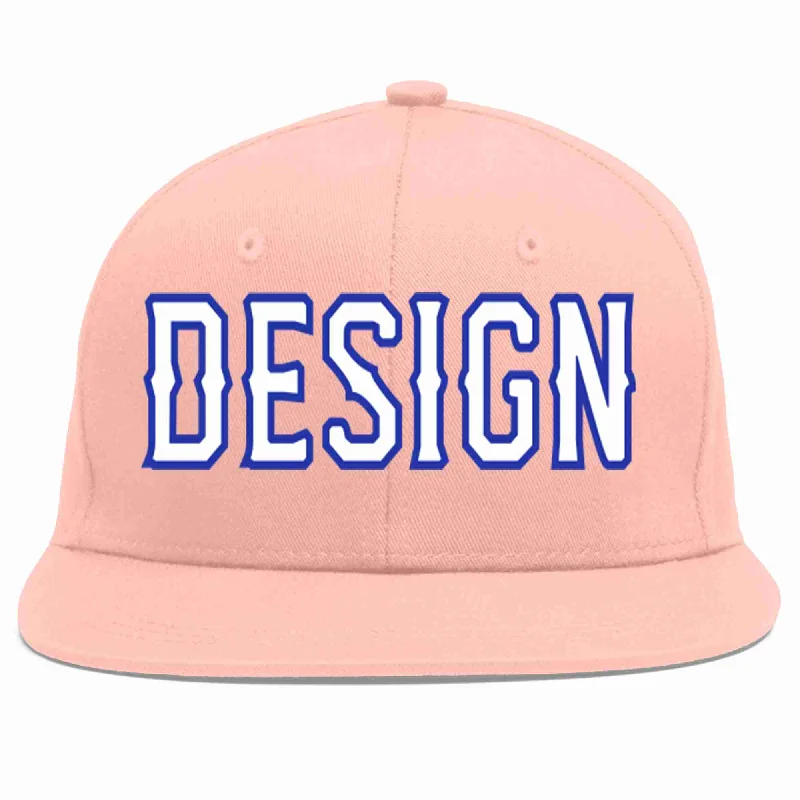 Baseball Cap With Personalized Fan Gear-Custom Pink White-Royal Flat Eaves Sport Baseball Cap Design for Men/Women/Youth