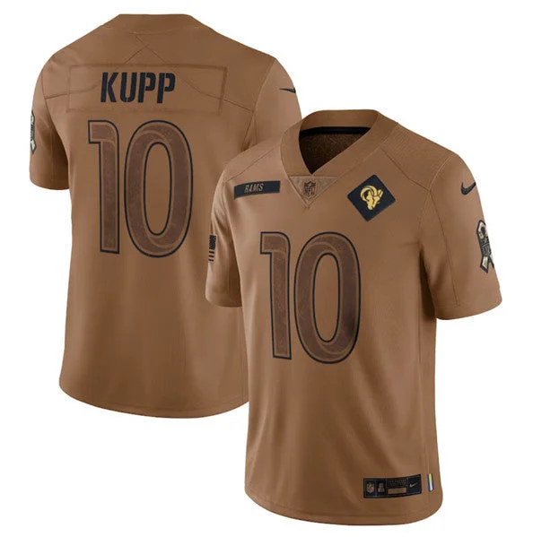 Football Jersey For Coaches-Men's Los Angeles Rams #10 Cooper Kupp 2023 Brown Salute To Service Limited Football Stitched Jersey