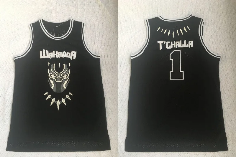 Basketball Jersey For Professional Merchandise Customization-Black Panther 1 T'Challa Black Movie Basketball Basketball Jersey