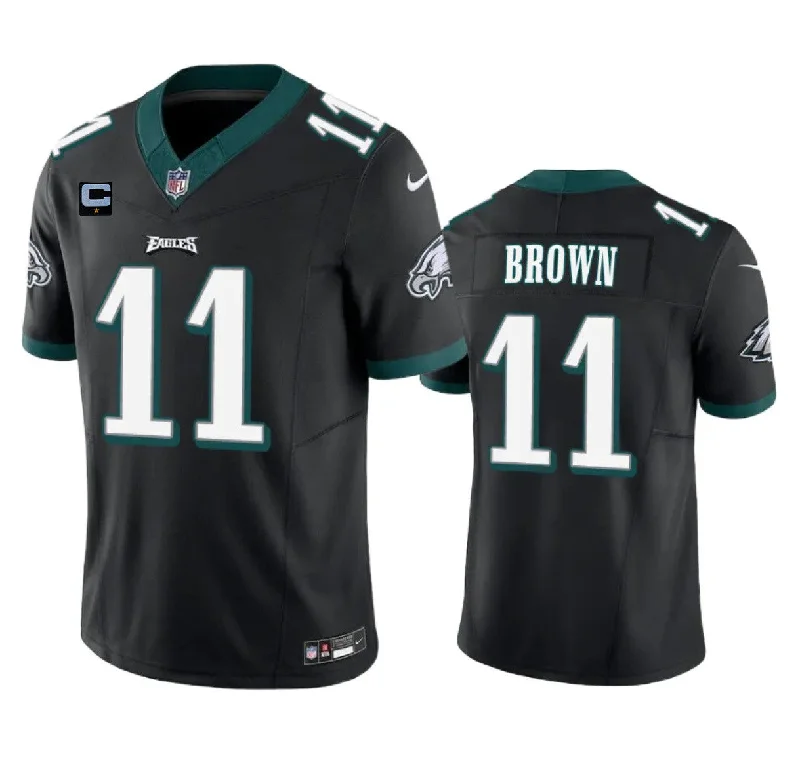 Football Jersey With Custom Numbering-Men's Philadelphia Eagles #11 A. J. Brown Black 2023 F.U.S.E. With 4-Star C Patch Vapor Untouchable Limited Football Stitched Jersey