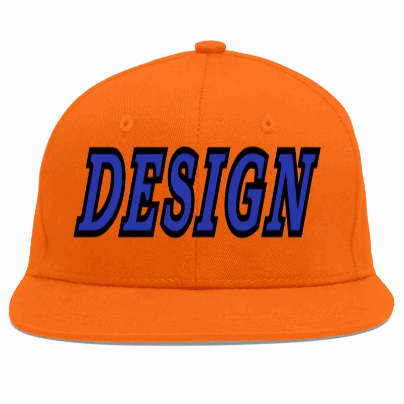 Baseball Cap For High-Quality Customization-Custom Orange Royal-Black Flat Eaves Sport Baseball Cap Design for Men/Women/Youth