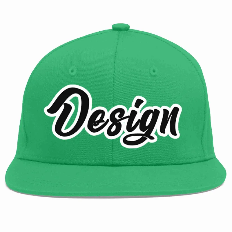 Baseball Cap With Custom Team Graphics-Custom Teal Black-White Flat Eaves Sport Baseball Cap