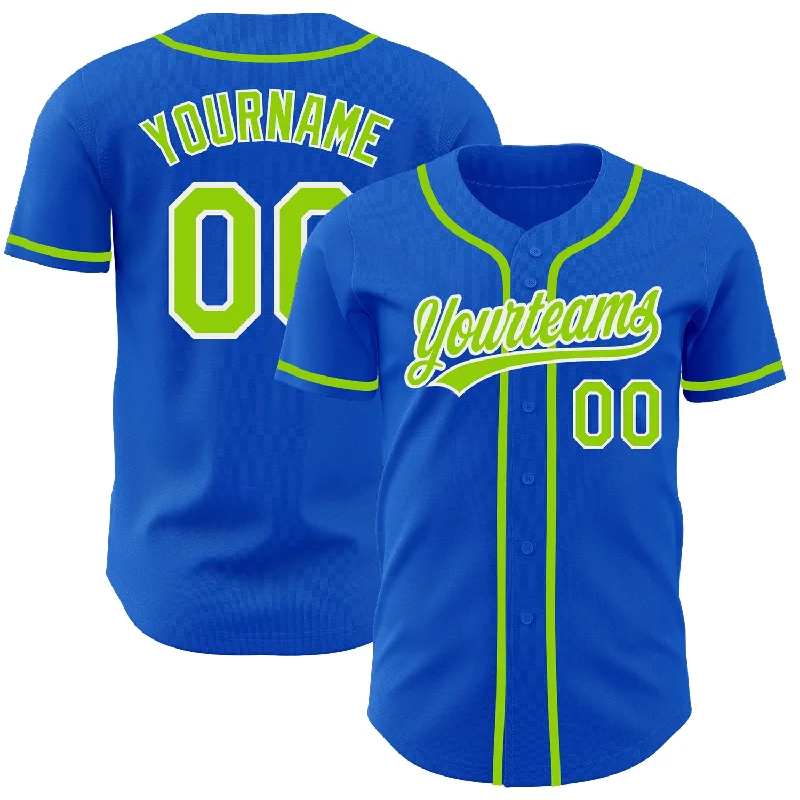 Baseball Jersey For Fundraising Campaigns-Custom Thunder Blue Neon Green-White Authentic Baseball Jersey