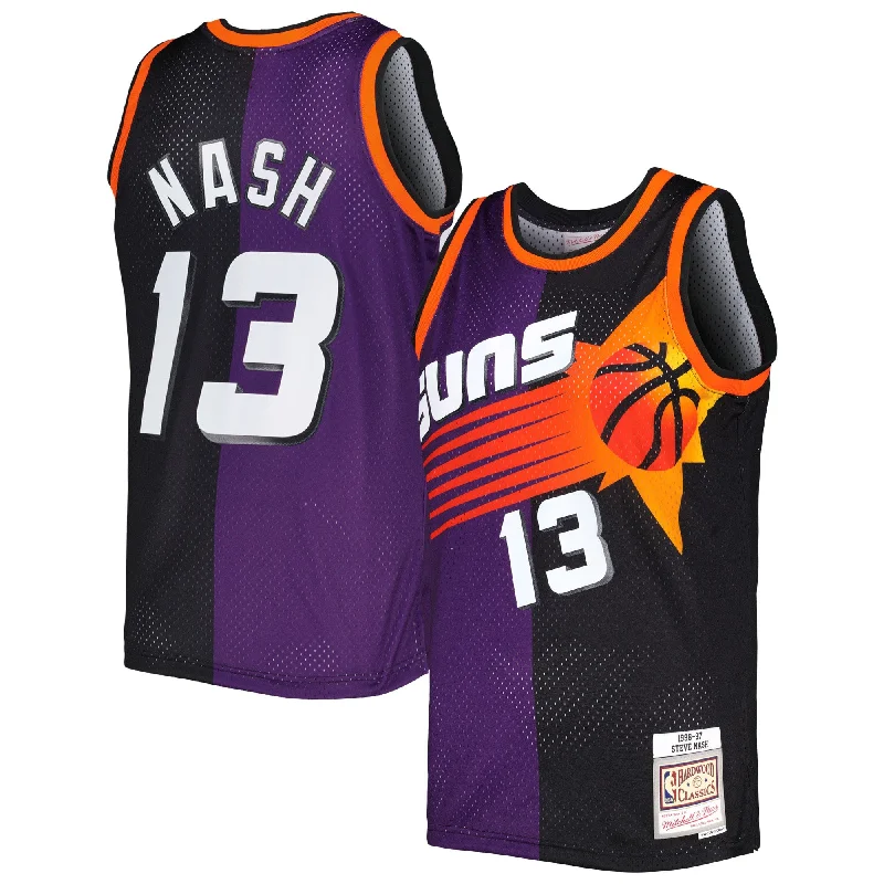 Basketball Jersey With Player Numbers For Sale-Steve Nash Phoenix Suns Hardwood Classics 1996/97 Split Swingman Basketball Jersey - Purple/black