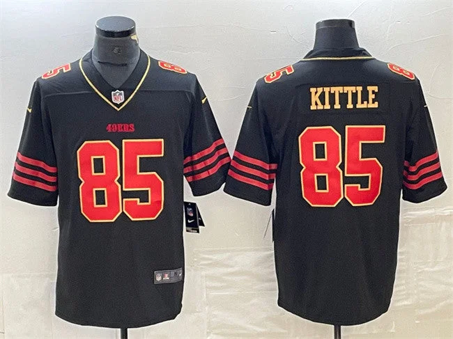 Football Jersey For Personalized Gifts-Men's San Francisco 49ers #85 George Kittle Black Gold Football Stitched Jersey