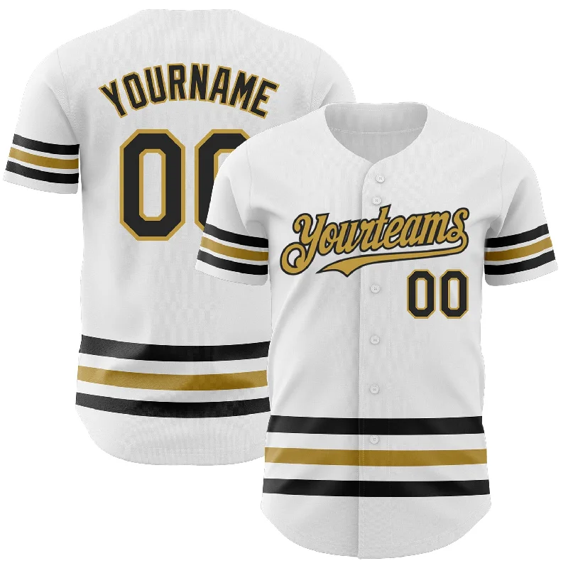 Baseball Jersey For Personalized Event Gear-Custom White Black-Old Gold Line Authentic Baseball Jersey