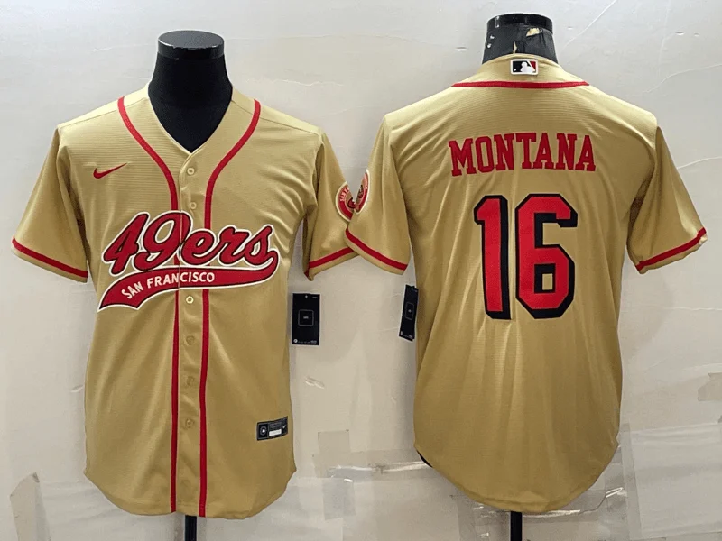 Baseball Jersey For Special Limited Edition Orders-Men's San Francisco 49ers #16 Joe Montana Gold Color Rush With Patch Cool Base Stitched Baseball Jersey