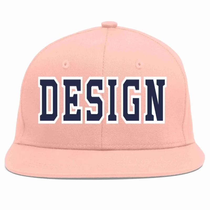 Baseball Cap For Custom Team Orders-Custom Pink Navy-White Flat Eaves Sport Baseball Cap Design for Men/Women/Youth