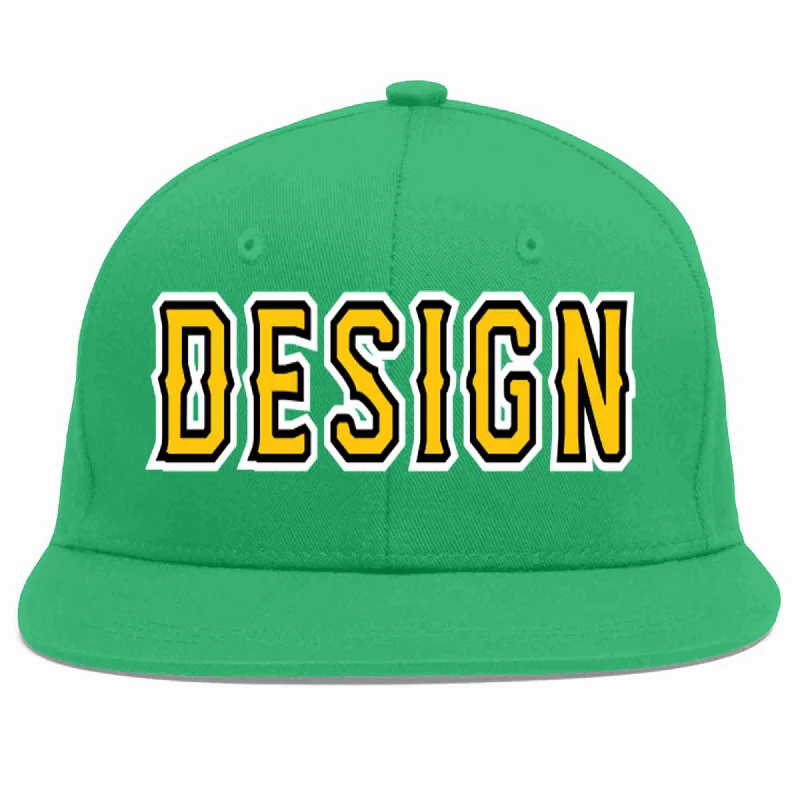 Baseball Cap For Custom Fan Apparel Sales-Custom Teal Gold-Black Flat Eaves Sport Baseball Cap