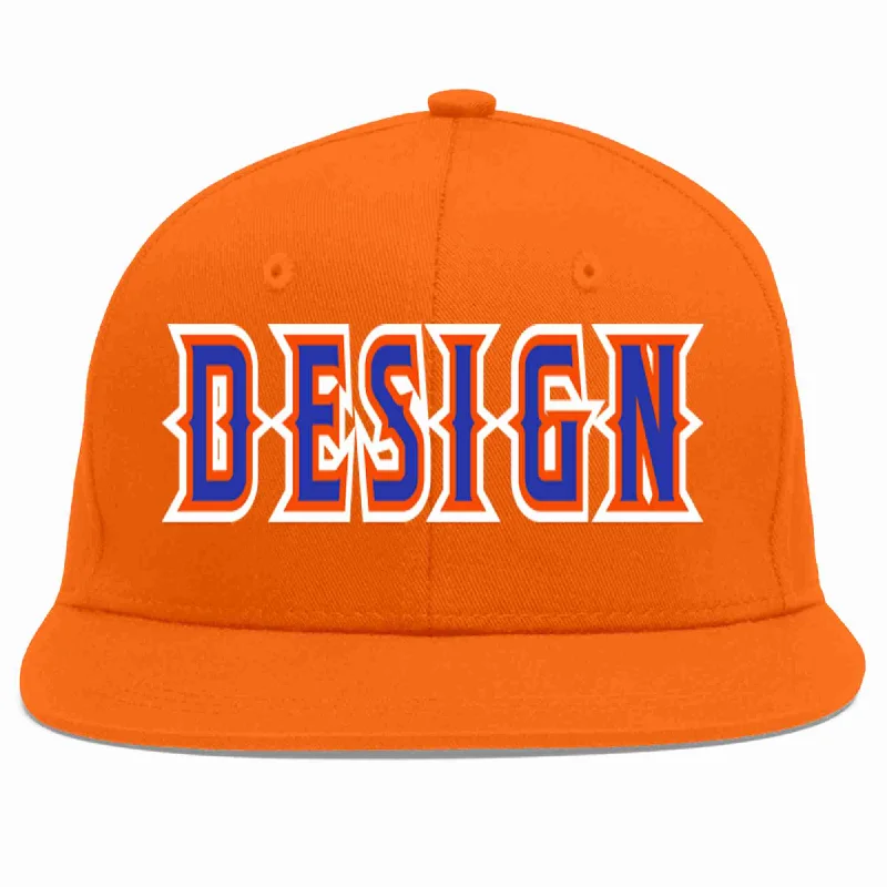 Baseball Cap For Sale-Custom Orange Royal-Orange Flat Eaves Sport Baseball Cap Design for Men/Women/Youth