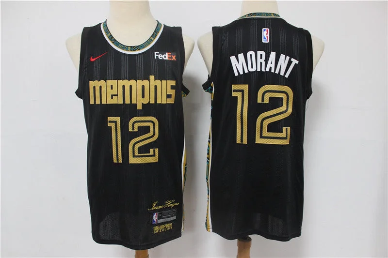 Basketball Jersey For Promotional Team Sales-Grizzlies 12 Ja Morant Black 2020-21 City Edition Swingman Basketball Jersey