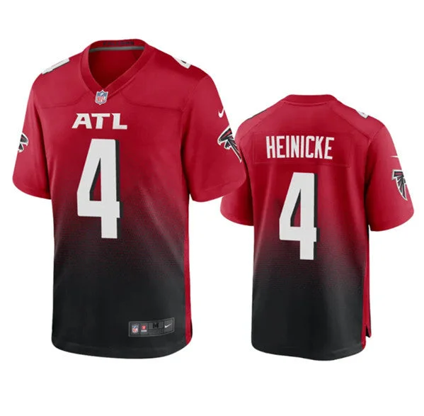 Football Jersey With Player Numbers For Sale-Men's Atlanta Falcons #4 Taylor Heinicke Red/Black Football Stitched Game Jersey