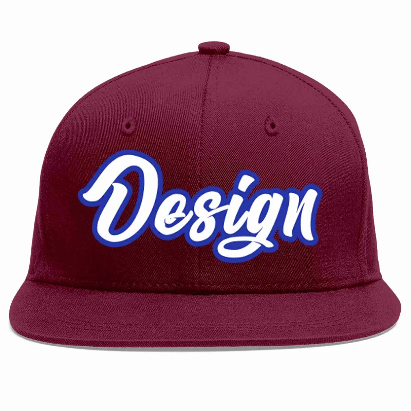 Baseball Cap With Custom Logo-Custom Crimson White-Royal Flat Eaves Sport Baseball Cap Design for Men/Women/Youth