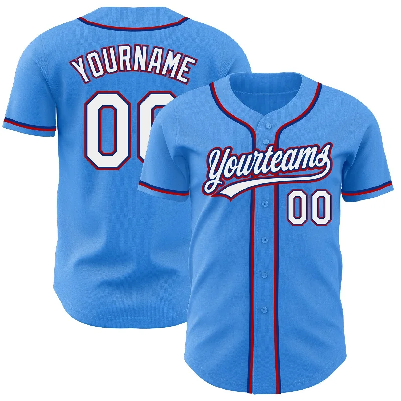 Baseball Jersey For Custom Fan Clothing-Custom Electric Blue White Royal-Red Authentic Baseball Jersey