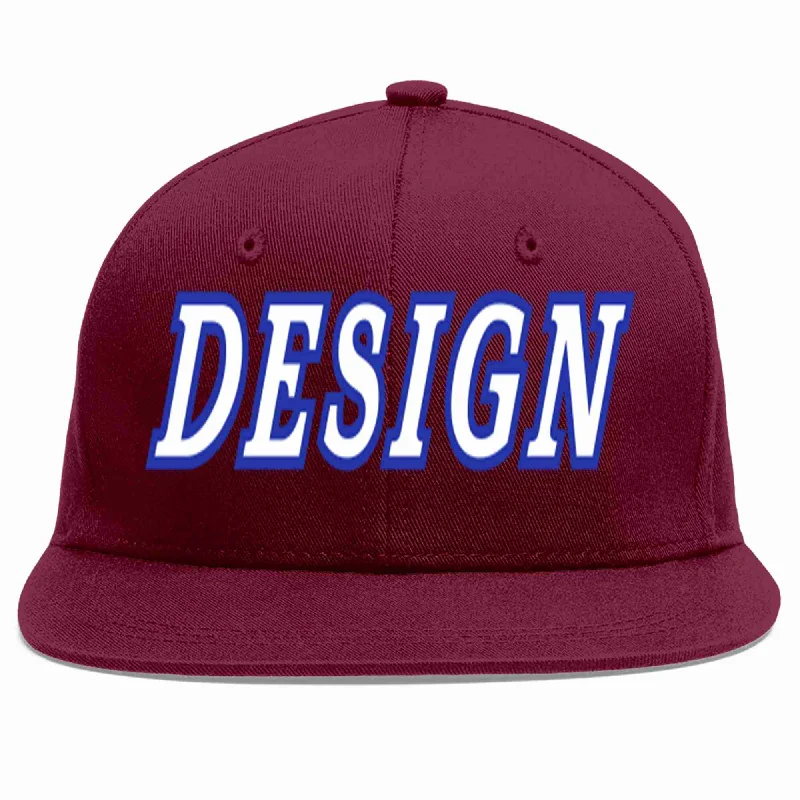 Baseball Cap For Team Logo Embroidery-Custom Crimson White-Royal Flat Eaves Sport Baseball Cap Design for Men/Women/Youth