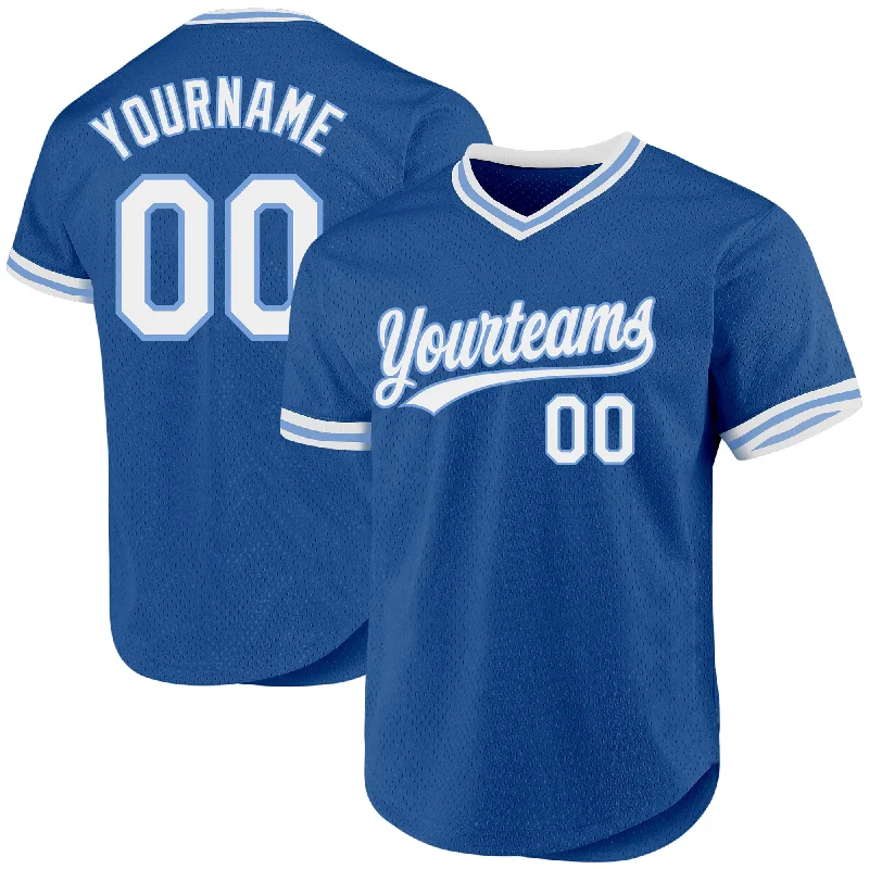 Baseball Jersey With Player Numbers For Sale-Custom Blue White-Light Blue Authentic Throwback Baseball Jersey