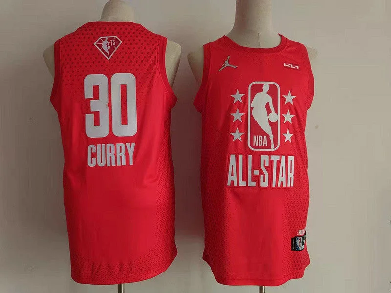 Basketball Jersey With Personalized Player Patches-Warriors 30 Stephen Curry Red 2022 All-Star Jordan Brand Swingman Basketball Jersey