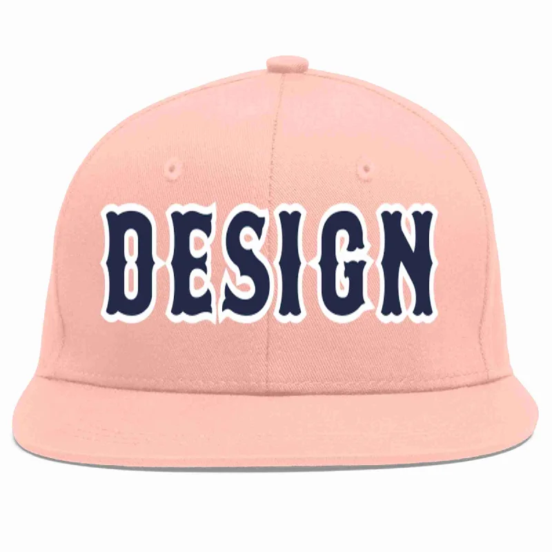 Baseball Cap For Fundraising Campaign Orders-Custom Pink Navy-White Flat Eaves Sport Baseball Cap Design for Men/Women/Youth