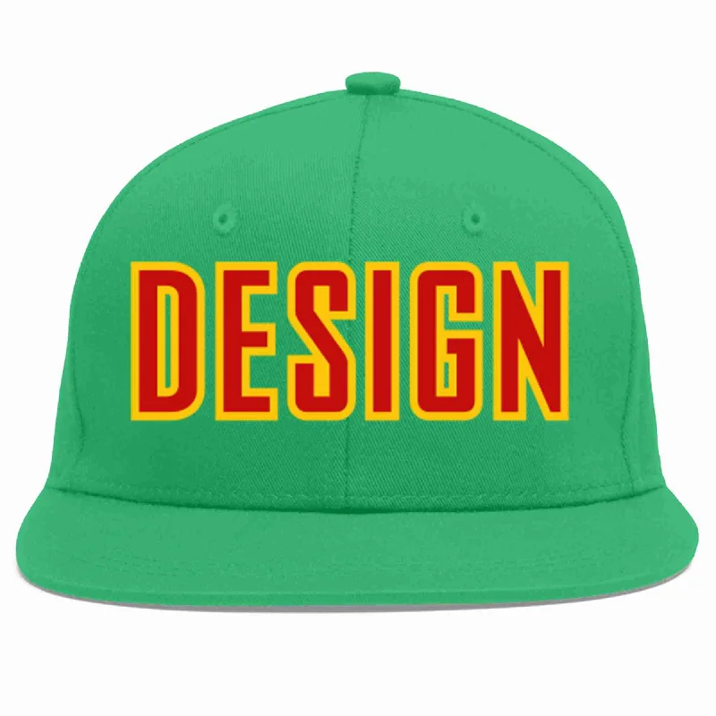 Baseball Cap For Custom Fan Apparel-Custom Teal Red-Yellow Flat Eaves Sport Baseball Cap