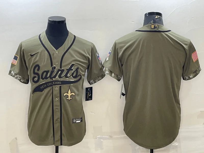 Baseball Jersey For Promotional Custom Orders-Men's New Orleans Saints Blank Olive Salute to Service Cool Base Stitched Baseball Jersey