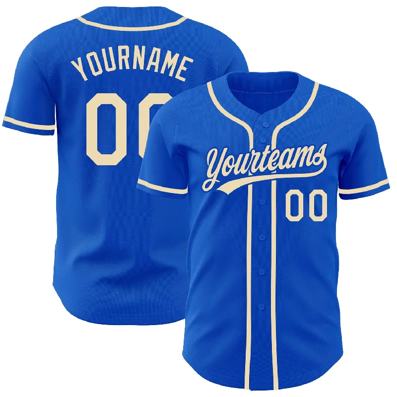 Personalized Baseball Jersey-Custom Thunder Blue City Cream Authentic Baseball Jersey