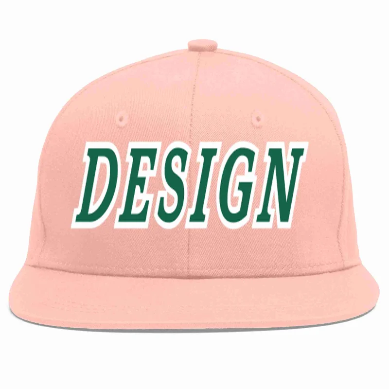 Baseball Cap For Special Occasions-Custom Pink Kelly Green-White Flat Eaves Sport Baseball Cap Design for Men/Women/Youth