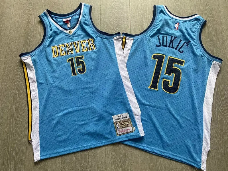 Basketball Jersey With Player Names-Nuggets 15 Nikola Jokic Light Blue 2016 17 Hardwood Classics Swingman Basketball Jersey